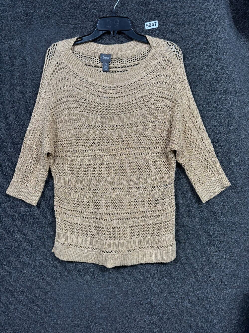Chico's Travelers Collection Knit Top Women Size 0 US 4 Gold Metallic Super Soft